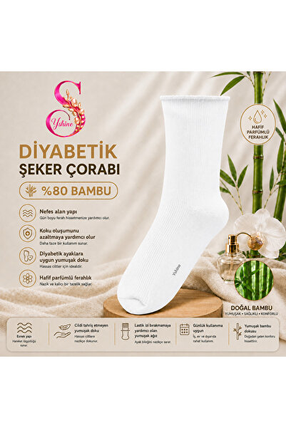 YSHINE Bambu Diyabetik Şeker Çorabı İnce Esnek Ağızlı Hafif Parfümlü Unisex S...