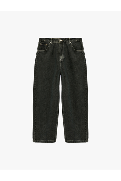 Koton Normal Waist Pocketed Cotton Loose Super Baggy Jean Trousers