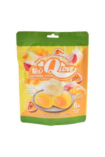 QBrand Assorted Mochi with passion fruit, mango, and lychee, Q brand, 120g