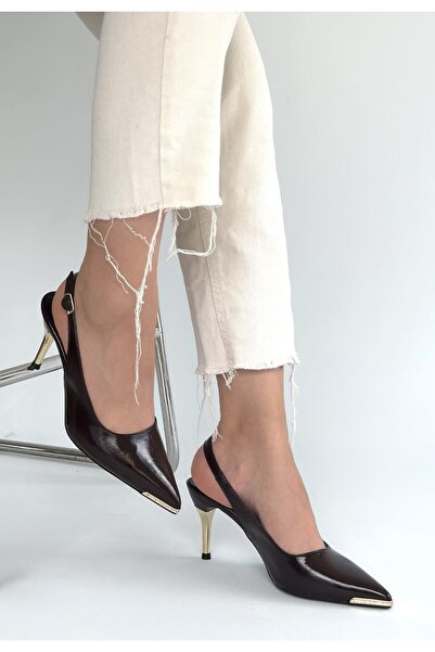 ALFA AKSESUAR 03 Efwa Brown Leather Heeled Shoes