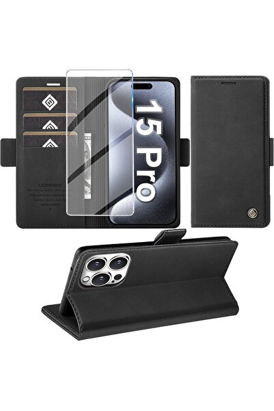 Giyer Mobile phone case for iPhone 15 Pro 2023 with screen protector, stand f...