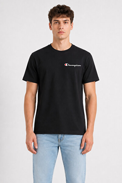 Vant Clothing Κλασικό μαύρο μπλουζάκι με λογότυπο Champion