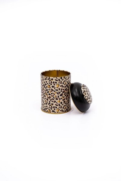Evle Exclusive Leopard Patterned Metal Spice Jar, 0.6 Lt, Airtight Lid