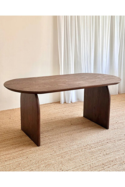 Creawood Dune Masif Kayın Ahşap Yemek Masası 180x90 cm Modern Büyük Salon Mut...
