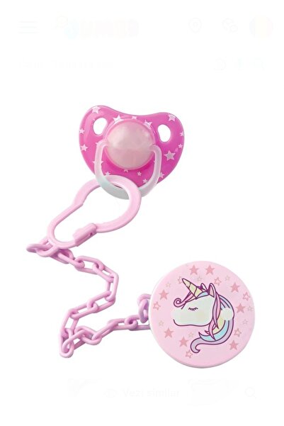 Generic Brand Lant pentru Suzeta cu Clip din Plastic Roz Model Unicorn