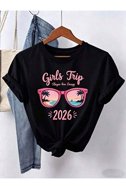 9TAY تي شيرت Trip 2026 Vibes - زي عطلة مع نظارات عصرية وطبعة شاطئية، قميص برق...