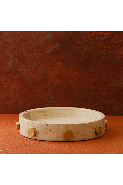 Generic Brand Mrlth-108-1078-1 Brass Gold Beige Travertine Bowl