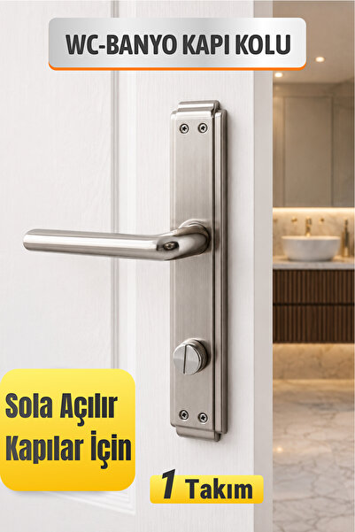 Badem10 Nisa WC Banyo Kapı Kolu SOLA AÇILIR KAPILAR İÇİN UYGUN ( 1 TAKIM ) Ke...