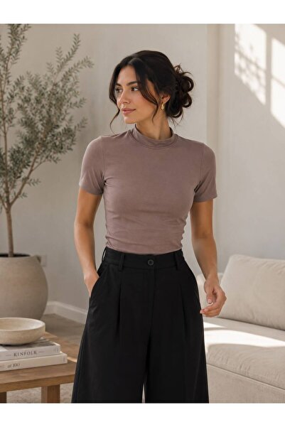 THEBEK Women's Body High Neck Badi Super Quality Turtleneck Short Sleeve