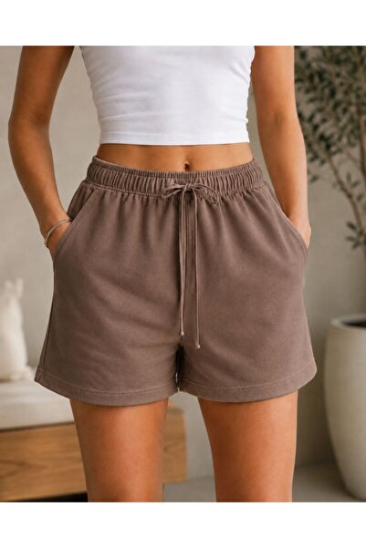Maison La Femme Women's Elastic Waist Linen Shorts