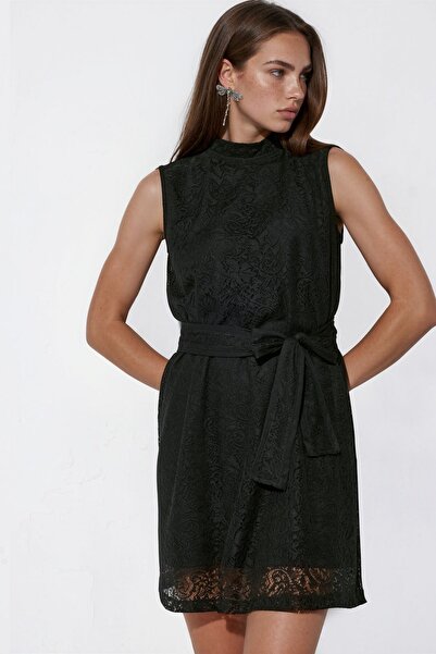 Hiccup Msn Belted Strapless Lace Mini Dress