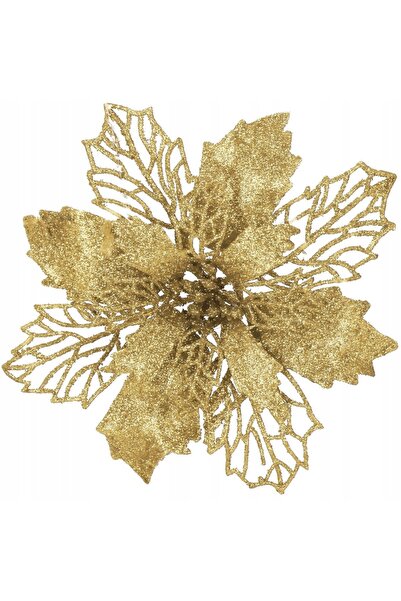 SERSIMO Set de 10 ornamente de Crăciun pentru brad, stea Poinsettia, 16 cm, g...