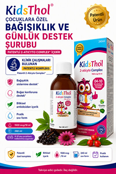 Kidsthol Bağışıklık ve Günlük Bitkisel Destek Şurubu - Çocuklara Özel | Paten...