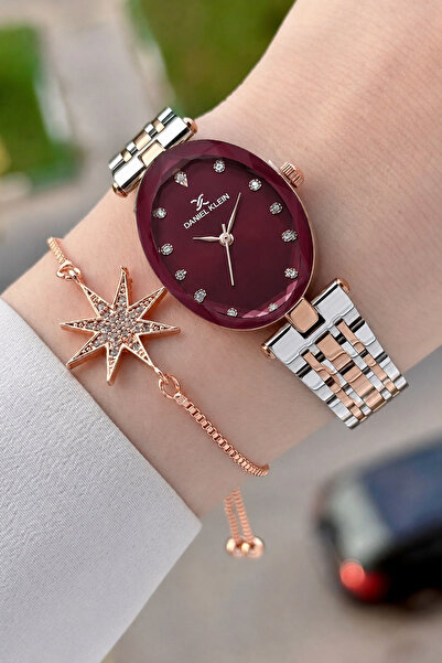 Daniel Klein Kadranı Bordo Kordonu Rose Gümüş Renk Hediye Paketli 24 Mm Kadın...