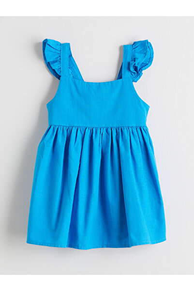 LC Waikiki Trendlucky Girl's Dress with Square Neckline and Ruffles