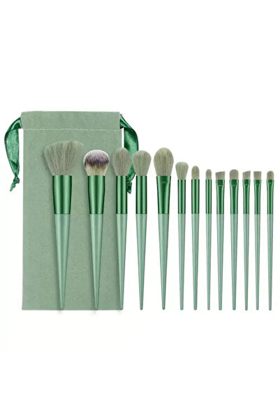 Generic Brand Top Bottom Set of 13 Professional Makeup Brushes with Case – Green