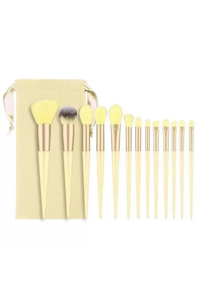 Generic Brand Top Bottom Set of 13 Professional Makeup Brushes with Case – Ye...
