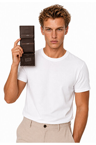 Pierre Cardin Men's Vertical Brown Wallet - Men's 100% Genuine Leather Card H...