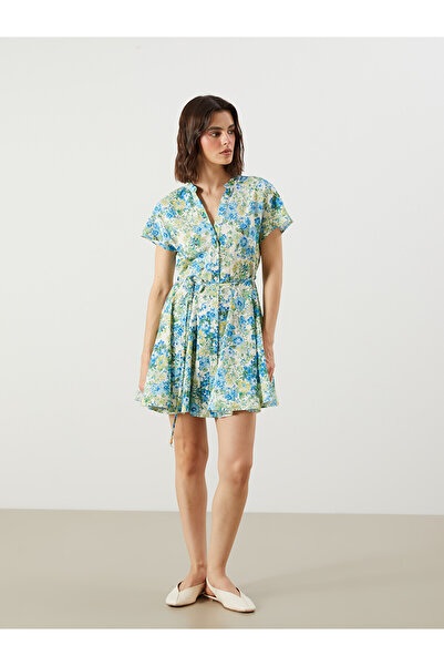 LC Waikiki Original Off-The-Shoulder Floral Pleated Dress