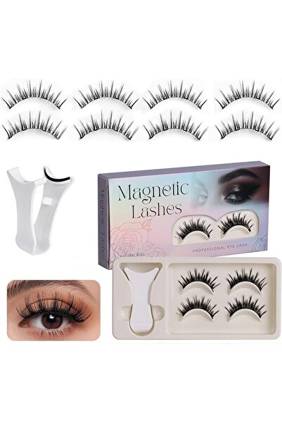 AHLAN 2 Pairs Magnetic Eyelashes Kit with Magnetic Lash Applicator, Natural W...