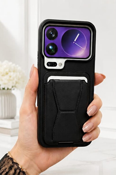 CaseTechnoo Mi 17 Pro Max Uyumlu 3'ü 1 Arada Kartlıklı Katlanabilir Standlı A...