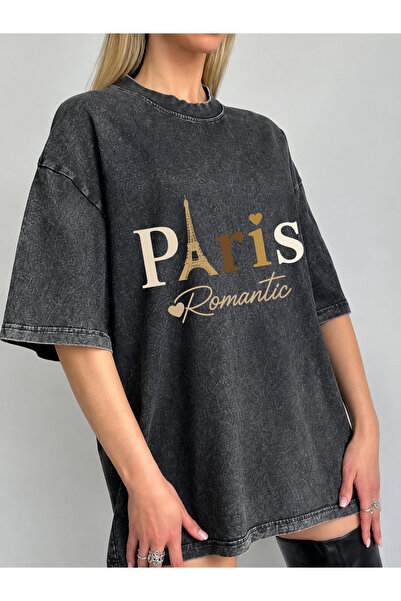 HOFFNUNG Unisex Oversize Vintage Washed Street Style Μόδα του δρόμου Βαμβακερ...