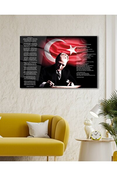 BAYÇAĞRI Atatürk İstiklal Marşı ve Gençliğe Hitabe Temperli Cam Tablo
