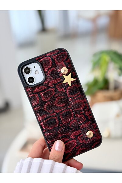 Go Aksesuar Iphone 11 Uyumlu Tutacaklı Yıldız Tasarımlı Deri Görünümlü Esnek Silikon Kılıf