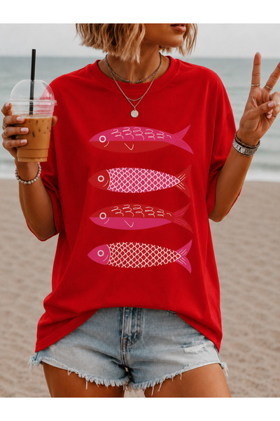Yetişkin Unisex Baskılı Tişört Oversize