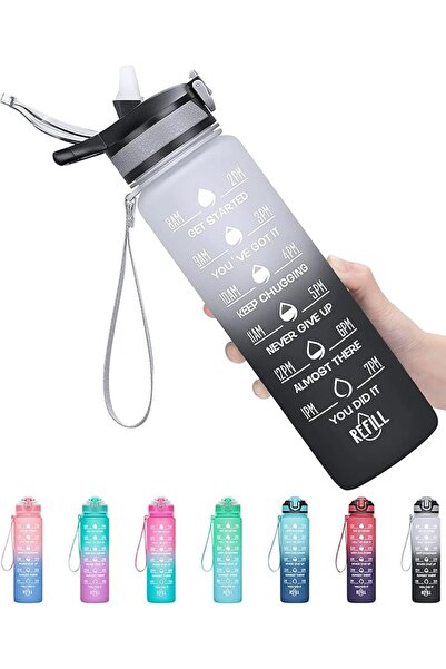 ELONSEY 1 Liter Water Bottle with 3-Layer Twist and Lock Storage, 100% BPA-Fr...