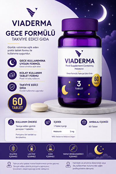 Viaderma Gece Formülü Takviye Edici Gıda 3 mg – 60 Tablet