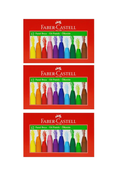 Faber Castell علبة كرتون تحتوي على 12 قطعة من ألوان الباستيل الزيتية 3 قطع