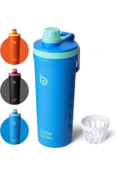 Bottle زجاجة شاكر معزولة سعة 26 أونصة للرجال والنساء، زجاجة شاكر للبروتين B