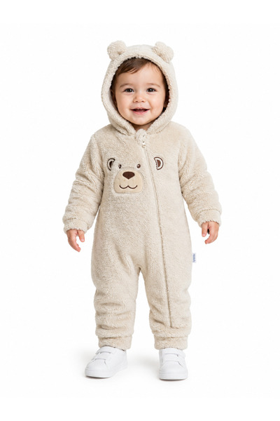 Chicsy Baby بدلة أطفال شتوية للجنسين من ويلسوفت مطرزة بتصميم دب لطيف مع غطاء ...