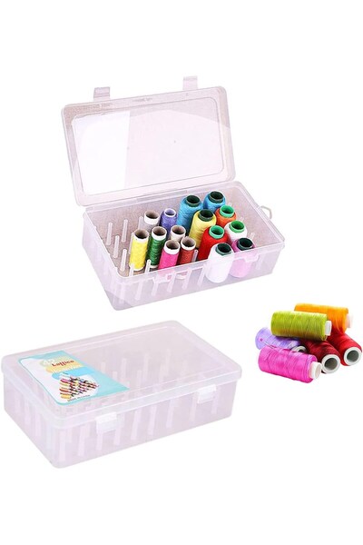 LİVA CRAFT Art & Craft İplik Kutusu 42 Makaralı Saklama Kutusu, Büyük Boylara Özel Bölmeler