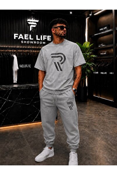 FAEL LİFE Unisex Wide-Let T-Shirt and Sweatpants R Printed Set