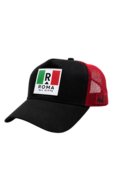 All citys Rome Flag Patch Detailed Mesh Trucker Baseball Cap