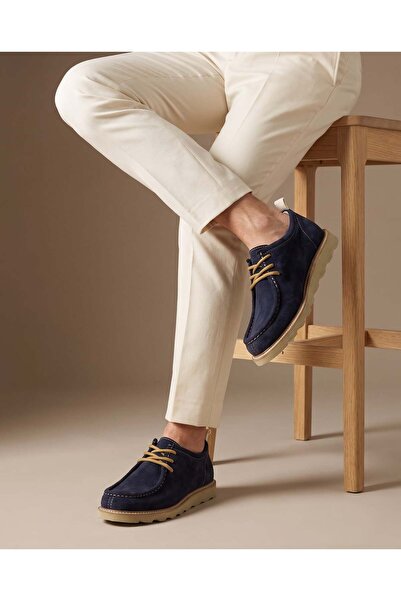 TETRİ Paolo Model Genuine Leather Handmade Navy Blue Suede Casual Shoes