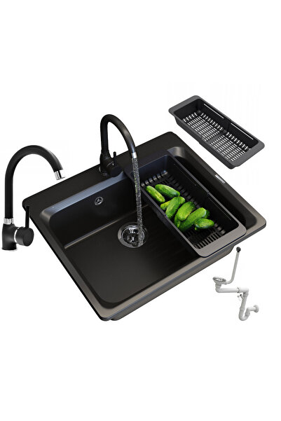 Granitan Set chiuveta bucatarie, Granitan, Granit, 691 x 522mm, Negru