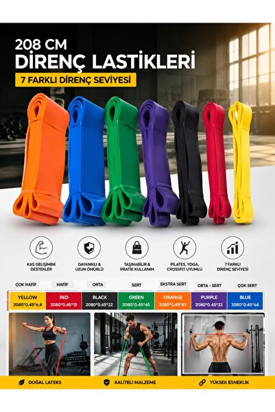 GUS Company 208 CM 7 Farklı Direnç Lastiği (Ekstra Hafif ve Ekstra Ağır Aralı...