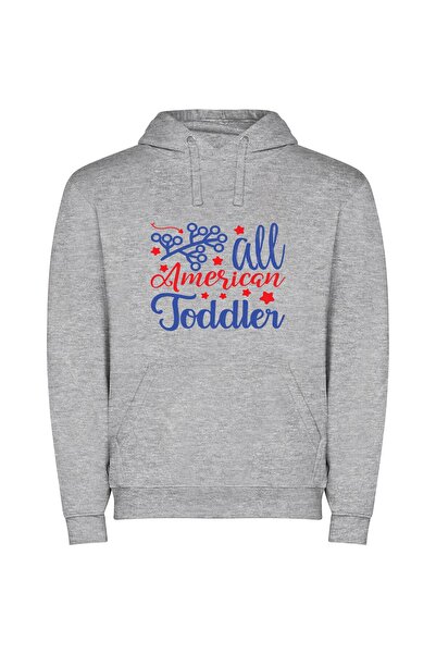iLovePrints American Toddler's Total Portrait Φούτερ με κουκούλα σε χρώμα Γκρι