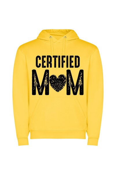 iLovePrints Monochromatic Mom's Heart Φούτερ με κουκούλα σε χρώμα Κίτρινο