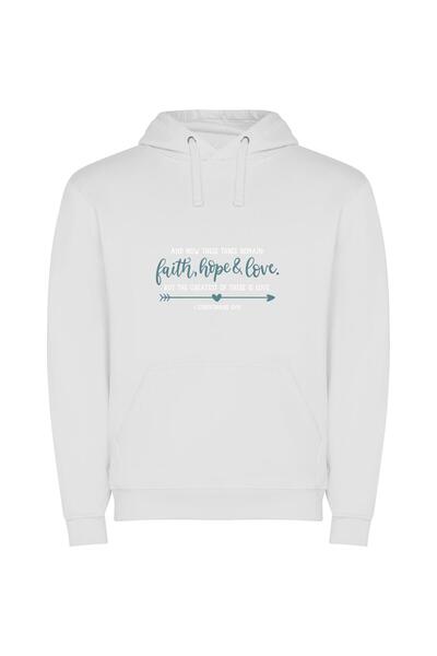 iLovePrints Eternal Love Trio Φούτερ με κουκούλα σε χρώμα Λευκό