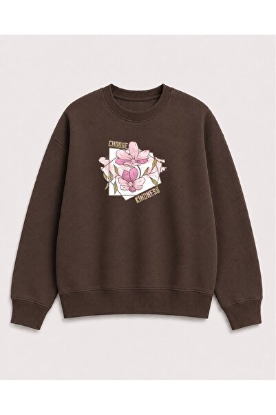 herkesemoda Alege hanoracul cu guler rotund, cu imprimeu floral, din 2 fire, ...