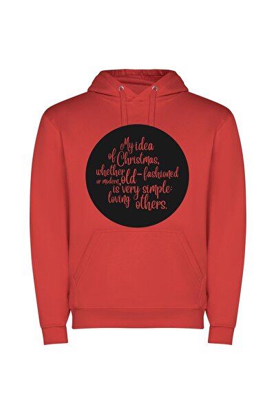 iLovePrints Circle of Christmas Love Φούτερ με κουκούλα σε χρώμα Κόκκινο