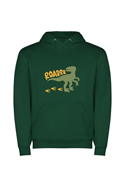 iLovePrints Rex's Roaring Raptor Φούτερ με κουκούλα σε χρώμα Πράσινο