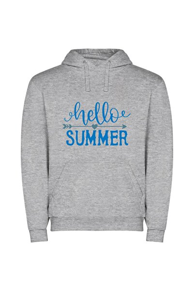 iLovePrints Summer's Warmest Greeting Φούτερ με κουκούλα σε χρώμα Γκρι
