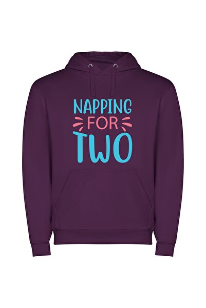 iLovePrints Dreamy Duo: Blissful Slumber Φούτερ με κουκούλα σε χρώμα Μωβ