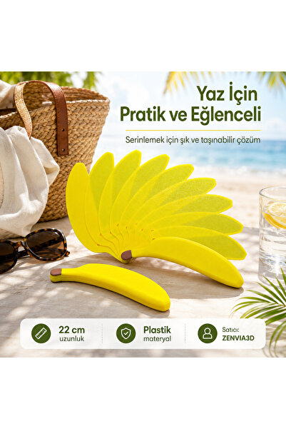 ZENVIA3D Sarı Muz Tasarımlı Katlanabilir El Yelpazesi