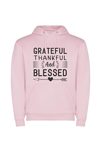 iLovePrints Grateful Heart Print Φούτερ με κουκούλα σε χρώμα Ροζ